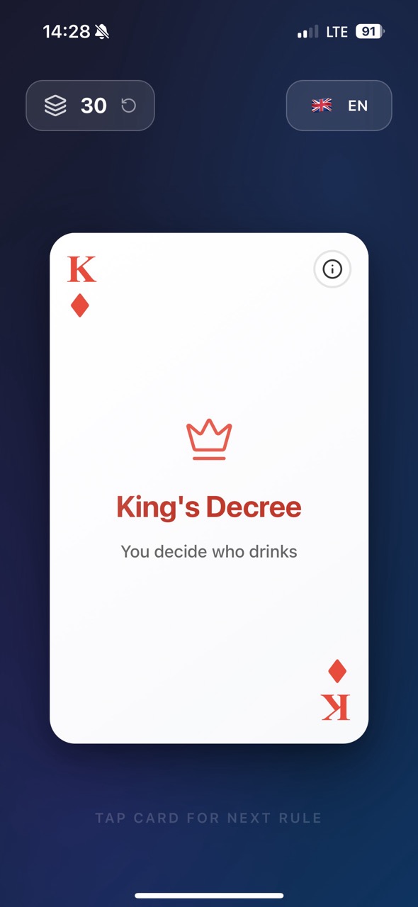 Огненный Круг — карта Король в застольной игре Party Deck